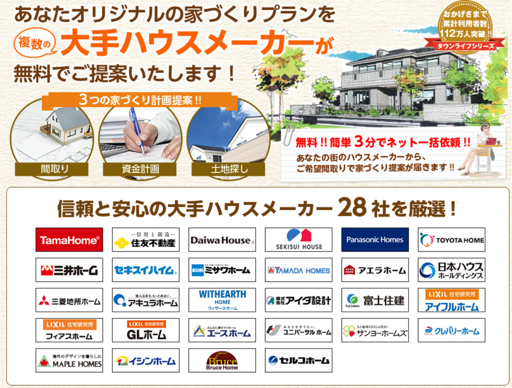 2026年「注文住宅一括見積もり」タウンライフ家づくりの評判・口コミ。費用は無料。